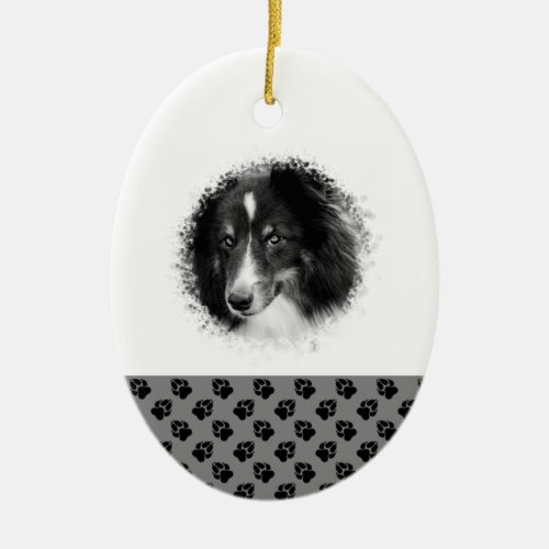 Black  White Christmas Custom Pet Photo Template Ceramic Ornament