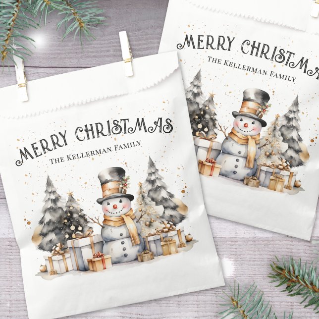 Black White Christmas Favor Bag (Black White Festive Winter Merry Christmas Favor Bag)