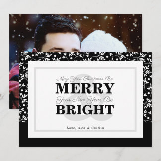 Black & White Christmas Greenery Photo Card