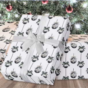 Black White Christmas Ornament Wrapping Paper