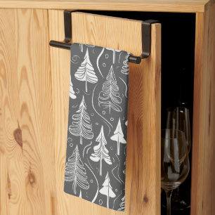 Black White Christmas Pattern#6 ID1009 Kitchen Towel