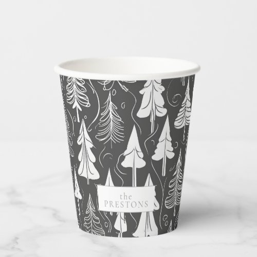 Black White Christmas Pattern6 ID1009 Paper Cups