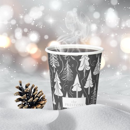 Black White Christmas Pattern6 ID1009 Paper Cups