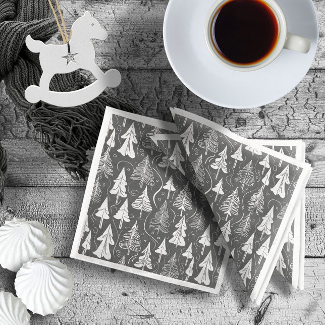 Black White Christmas Pattern#6 ID1009 Paper Dinner Napkins (Creator Uploaded)