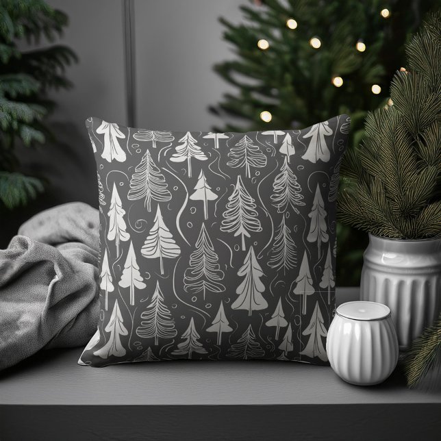 Black White Christmas Pattern#6 ID1009 Throw Pillow (Creator Uploaded)