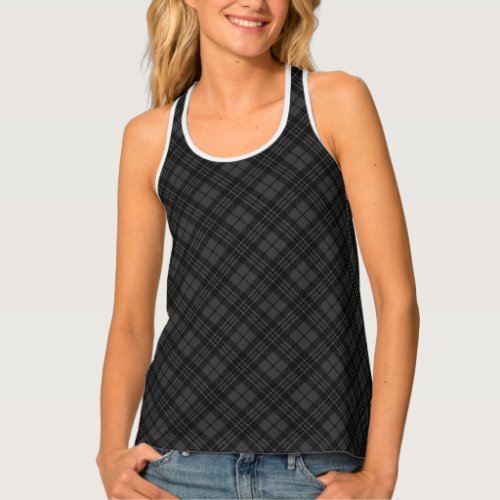 Black white Christmas plaid winter holiday pattern Tank Top