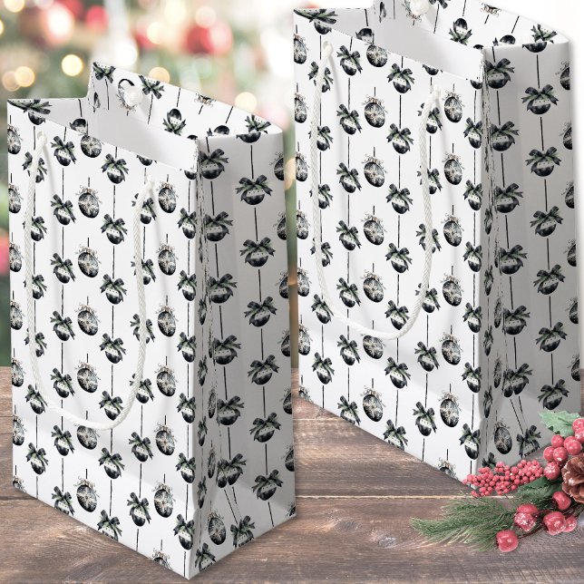 Black White Christmas Small Gift Bag (Black White Christmas Ornament Small Gift Bag)