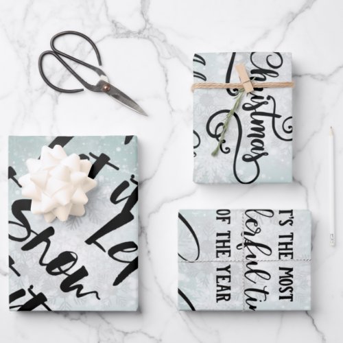 BlackWhiteChristmasSnowflakeHoliday QuoteGift Wrapping Paper Sheets