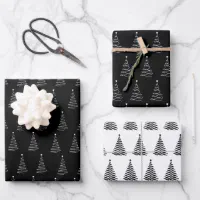 Modern Minimalist Black & White Christmas Tree Wrapping Paper