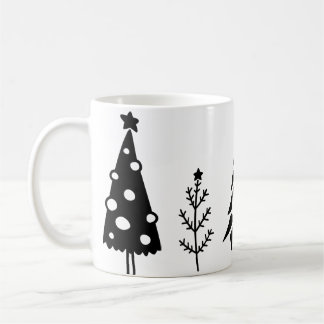 Black & White Christmas Trees Coffee Mug