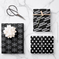 Black | White | Christmas Wrapping Paper Sheets