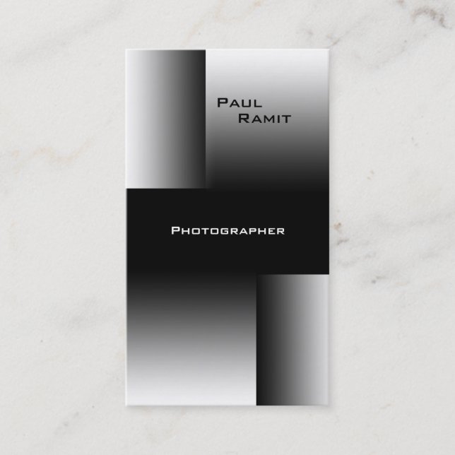 Black White Chrome Business Card BW 7 Photographer (Front)