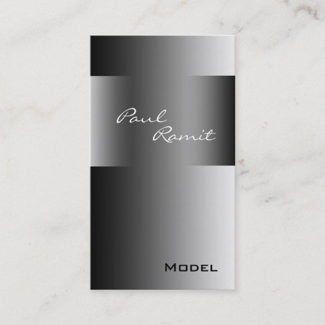 Black White Chrome Business Card BW 8 Model (Front)