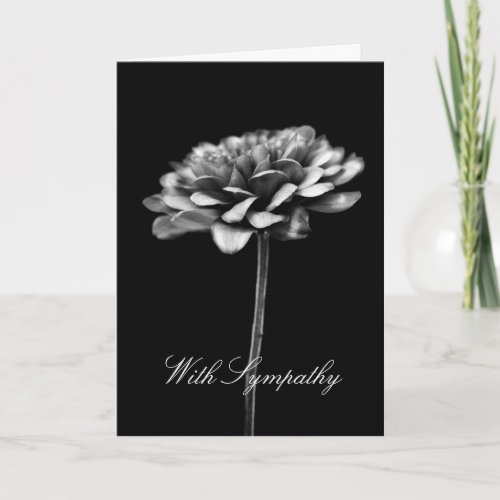 Black  White Chrysanthemum Flower Sympathy Card