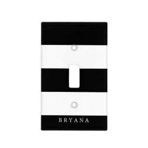 Black & White Chunky Stripes Light Switch Cover