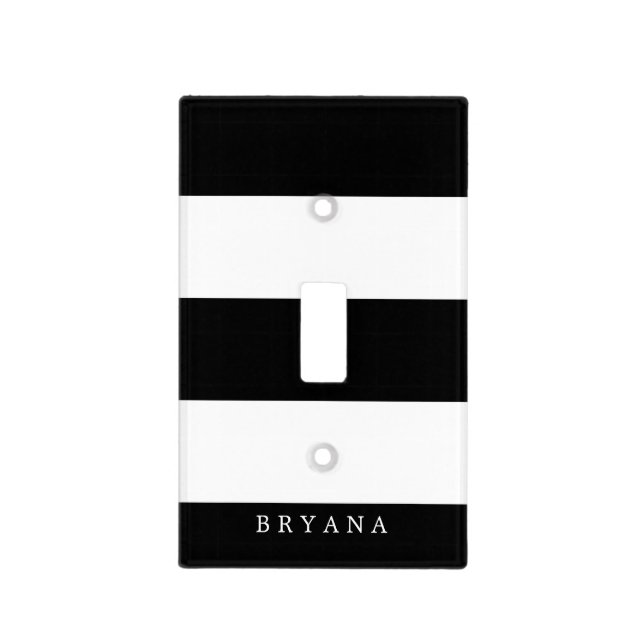 Black & White Chunky Stripes Light Switch Cover (Front)