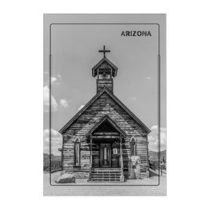 Black & White Church in the Arizona Desert Acrylic Print