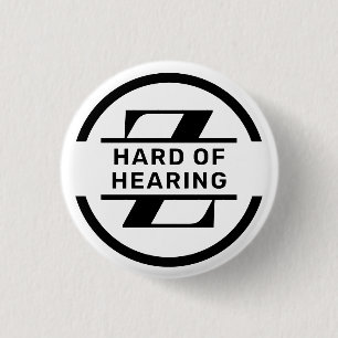 Black White Circle Monogram Hard of Hearing Button