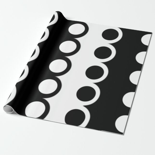 Black White Circle Pattern Wrapping Paper (Unrolled)
