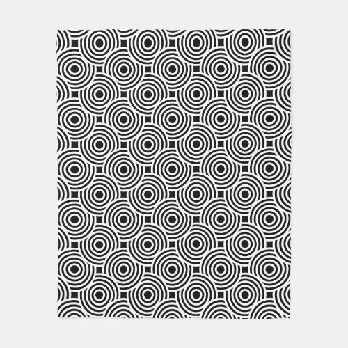 Black White Circle Ring Disc Spider Op_Art Pattern Fleece Blanket