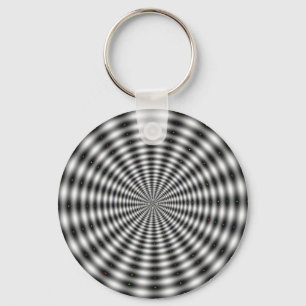 Black & White Circle Striped Optical Illusion Keychain