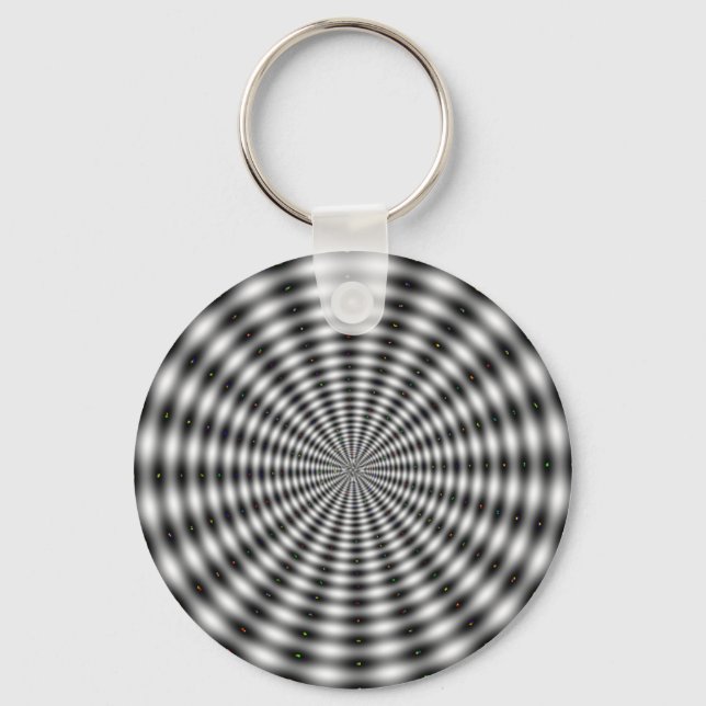 Black & White Circle Striped Optical Illusion Keychain (Front)