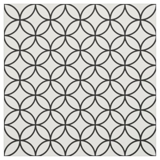 Black White Circles and Diamonds Pattern Fabric
