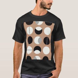 Black, white circles, brown background. T-Shirt