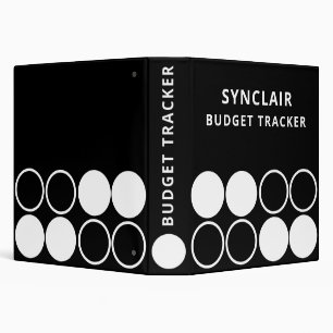 Black White Circles Personalized Budget Tracker 3 Ring Binder