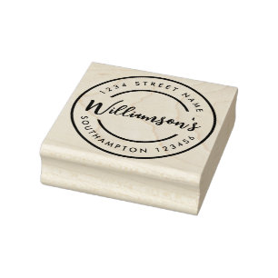 Black White City Town Location Address Stamp