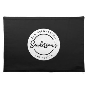Black White City Town Place Location Name Circle Cloth Placemat