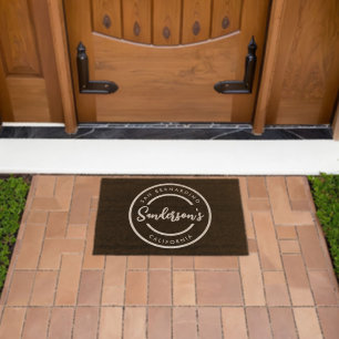 Black White City Town Place Location Name Circle Fiber Doormat