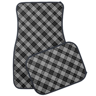Black White Clan Scottish Tartan Plaid checkered Car Floor Mat