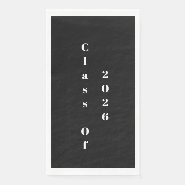  Black White Class Of 2026 Graduation Party Paper Guest Towels (Front)