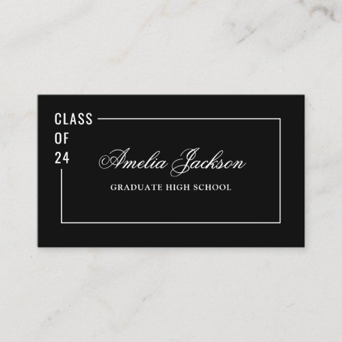 Black  White Class Of 24 Graduation Name Card