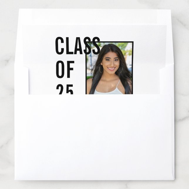Black & White Class Of 25 Photo Graduation Envelope Liner (In Envelope)