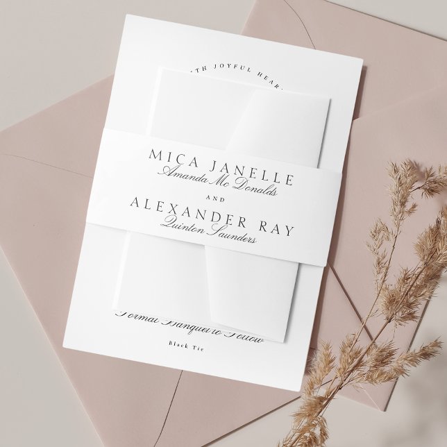 Black White Classic Calligraphy Formal Wedding Invitation Belly Band (Creator Uploaded)