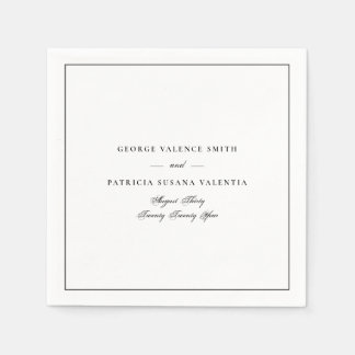 Black & White Classic Calligraphy Framed Wedding Napkins