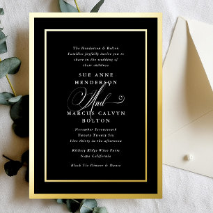 Black & White Classic Calligraphy Wedding Foil Invitation