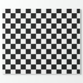 Black White Classic Checker Checkered Flag Wrapping Paper (Flat)