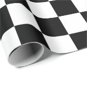 Black White Classic Checker Checkered Flag Wrapping Paper (Roll Corner)