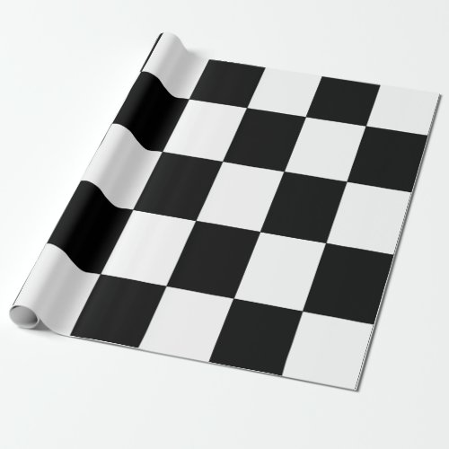 Black White Classic Checker Retro Pattern Wrapping Paper