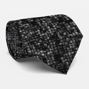 Black White Classic Disco Pattern Neck Tie