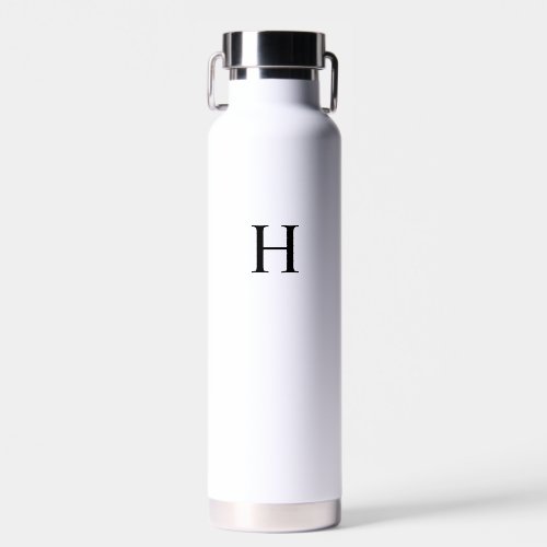 Black White Classic Elegant Monogram Water Bottle