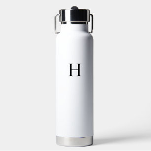 Black White Classic Elegant Monogram Water Bottle