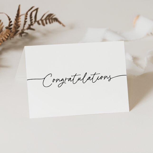 Black White Classic Folded Congratulations Letterpress Thank You Card (Creator Uploaded)