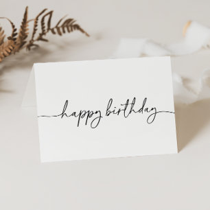 Black White Classic Folded Happy Birthday Letterpress Thank You Card