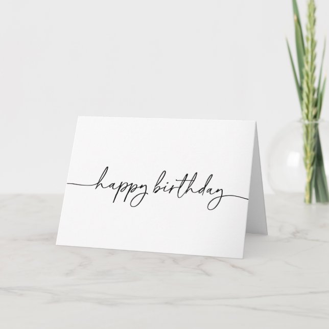 Black White Classic Folded Happy Birthday Thank You Card (Front)