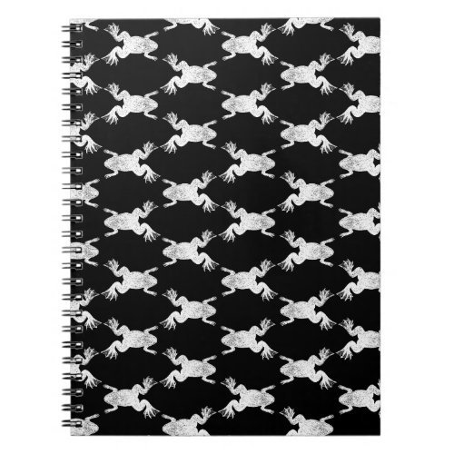 Black  White Classic Frog Print Pattern Design Notebook