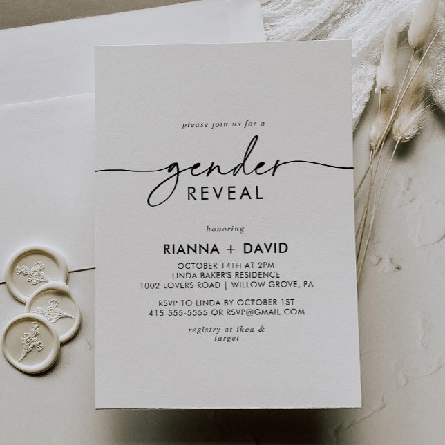 Black White Classic Gender Reveal Party Invitation (Creator Uploaded)